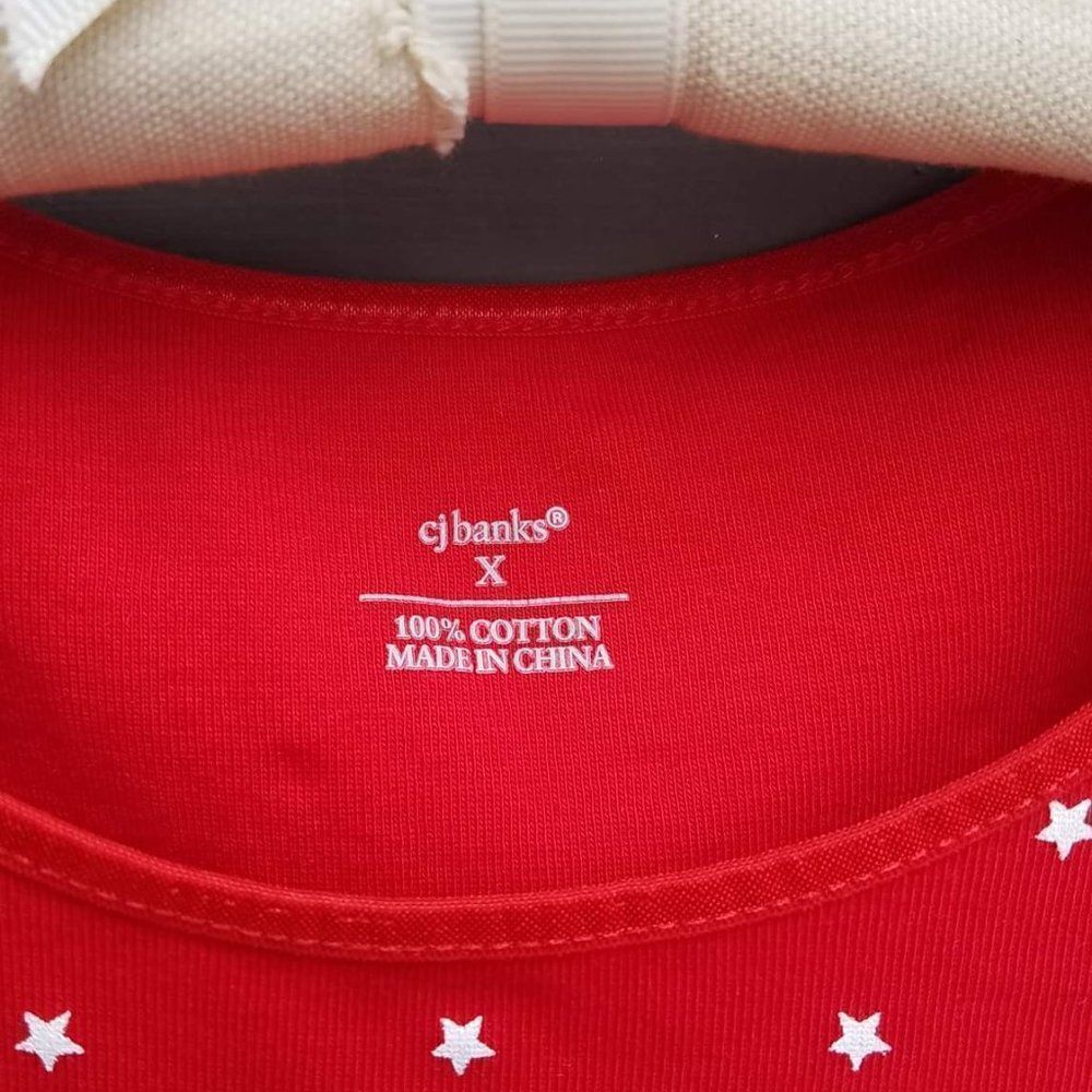 Christopher & Banks Red & White Stars Cotton Shell - Large - Picture 3 of 3